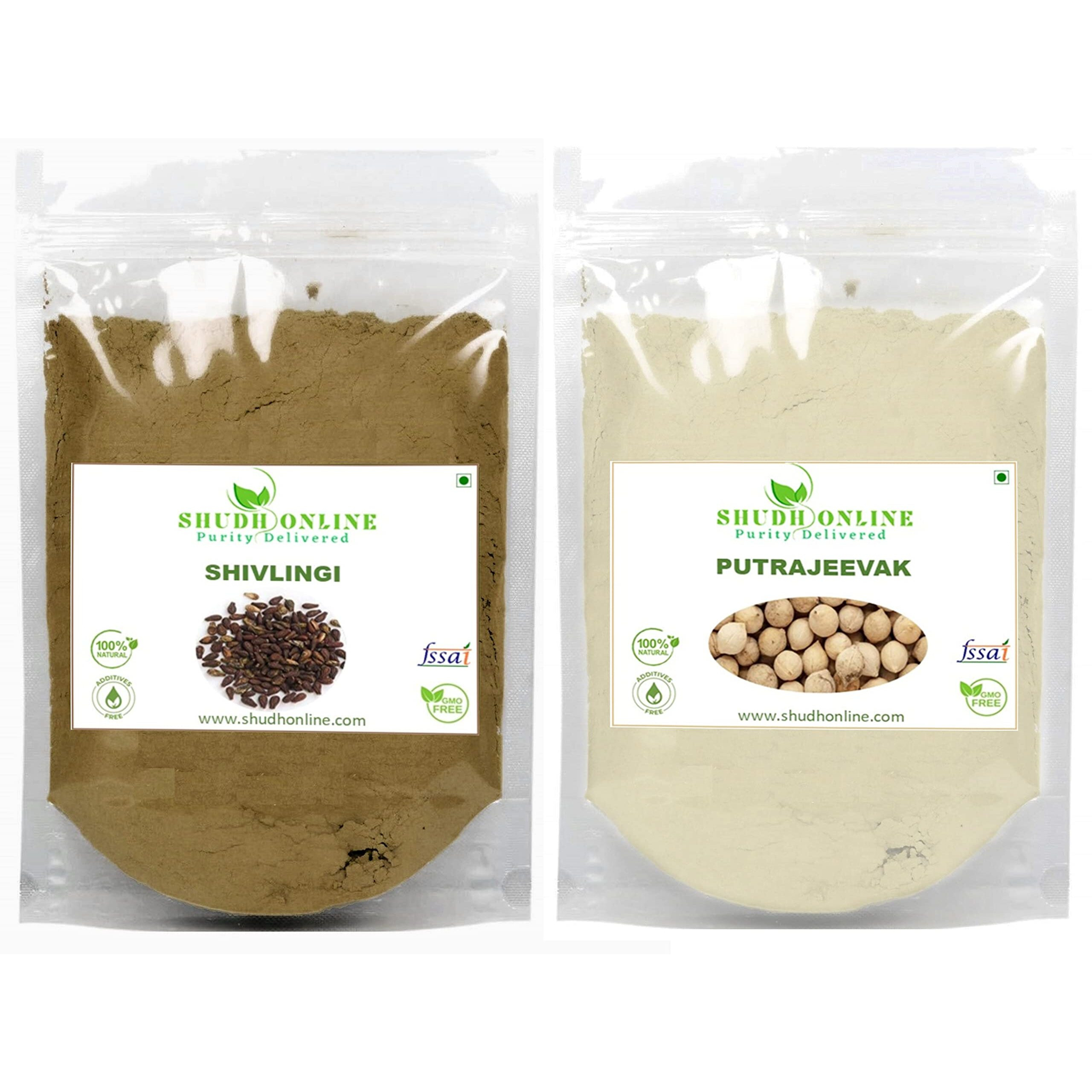 Shudh Online Sivalingi And Putrajivak Seed Powder Combo (50 Gram Each), Putrajeevak And Shivlingi Beej Powder, Putrijivak, Putr Jivak, Shivalinga, Shivling