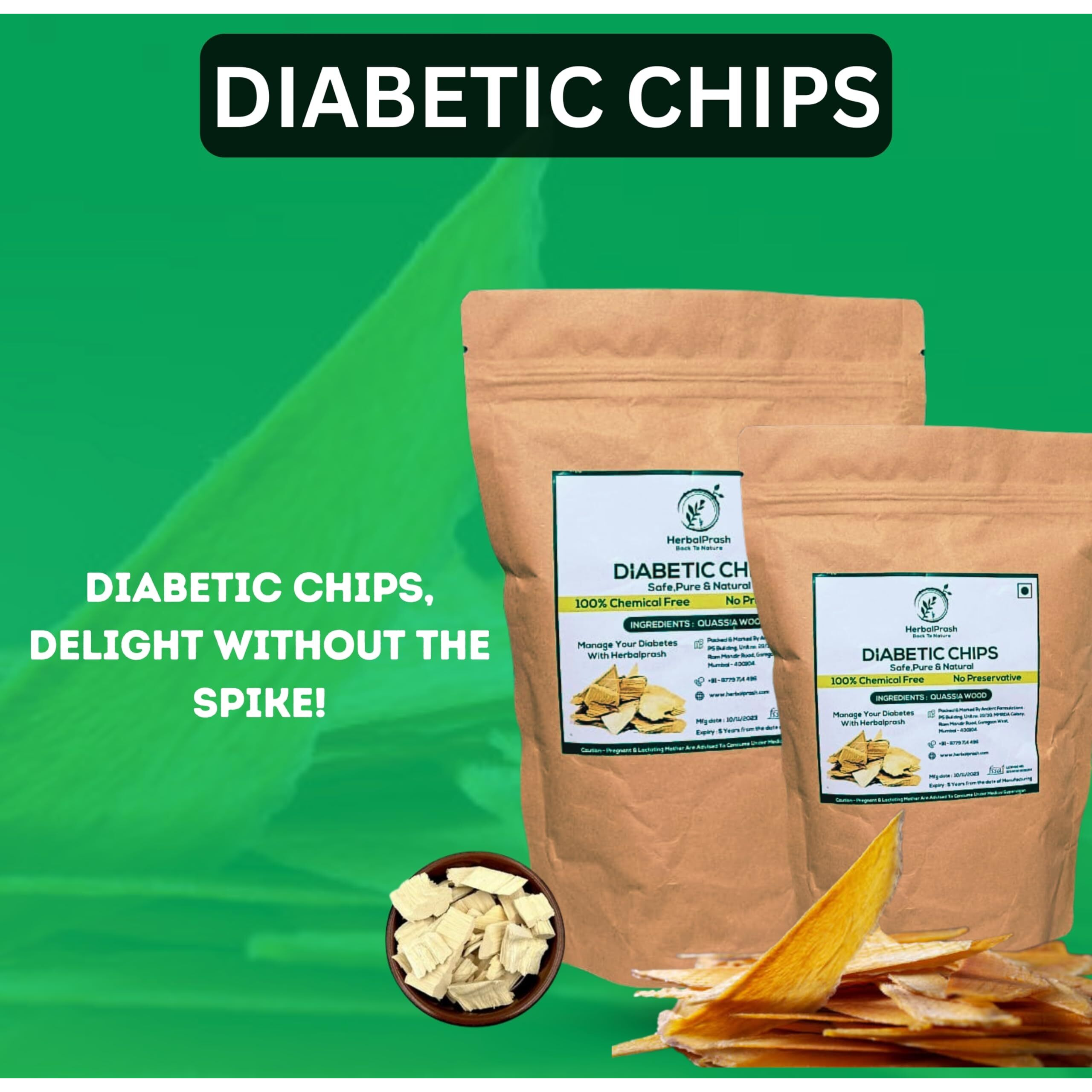 Herbalprash Diabetic Chips,Koshiya Lakdi,Bitter Woods,Madhumeh Lakdi,Quassia,Kawasiya Diabetes Chips For Lowering Blood Sugar - 100 Gram, Dry