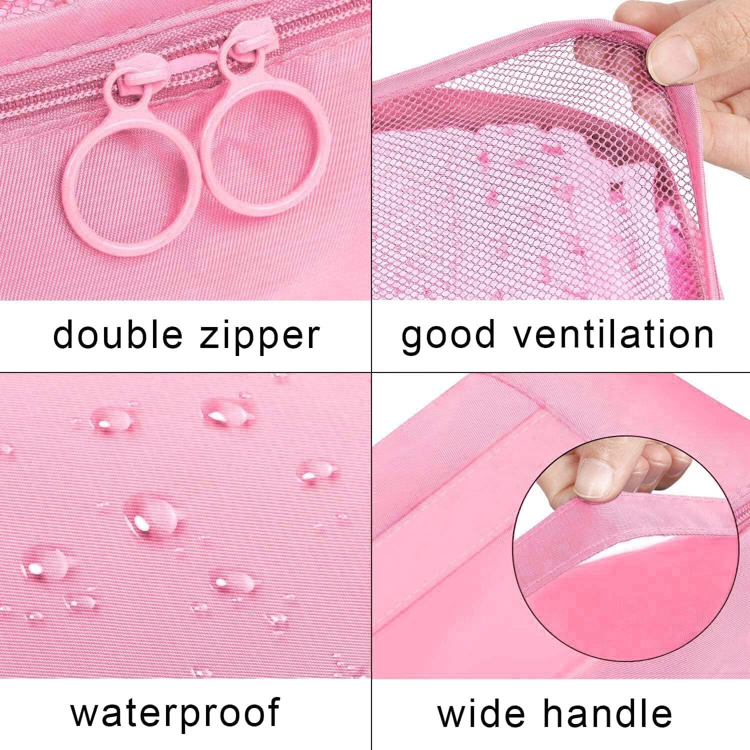 Flyngo Nylon 8 Pcs Travel Organizer Pouch Packing Cubes For Clothes Space Savers Bags Cosmetics/Underwear/Socks/Shoes Toiletry Bag Laundry Organiser(Pink)