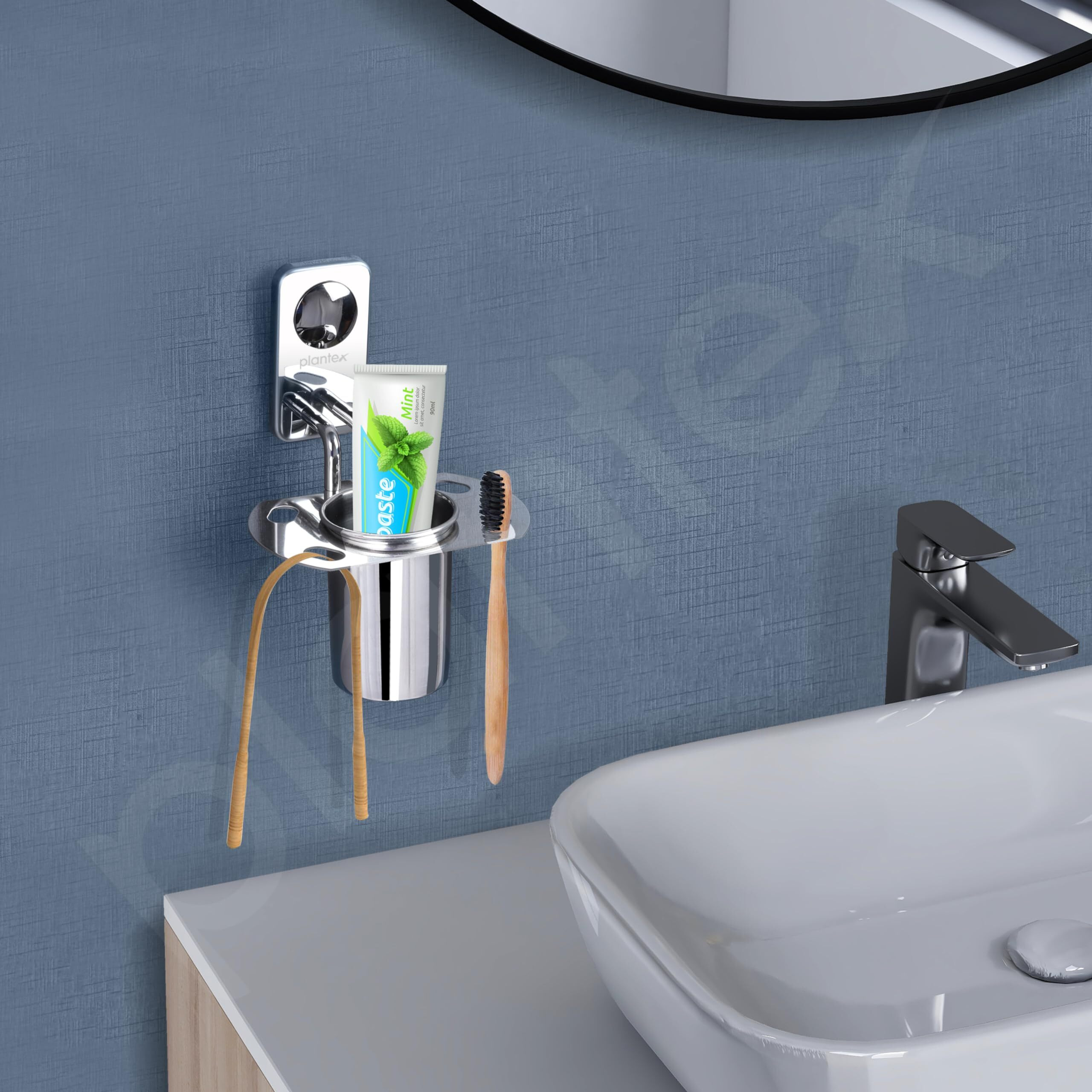 Plantex Metro Platinum Stainless Steel Tooth Brush Holder/Tumbler Holder/Bathroom Accessories
