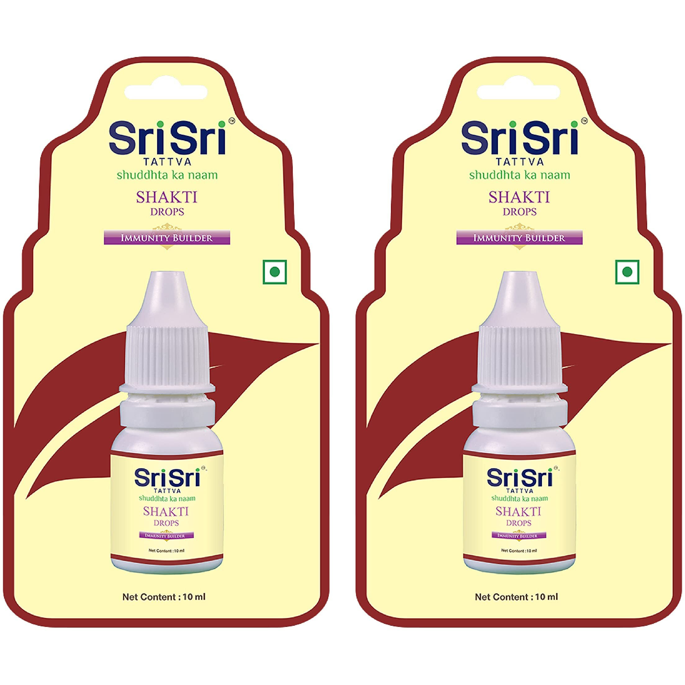 Sri Sri Tattva Shuddhta Ka Naam Shakti Drops - Ayurvedic Immunity Booster For Adults & Kids - Natural Drops For Strength & Stamina - Relief From Cough, Cold & Sore Throat - 10Ml (Pack Of 2)