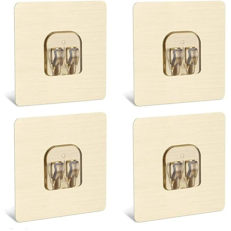 Xenoty Stainless Steel Strong Self Adhesive Magic Sticker - Bathroom And Kitchen Hanging Racks, Tissue And Towel Rack Hanging, Only Sticker (Single Hook Gold Color (7 X 7 Cm), 4.00)