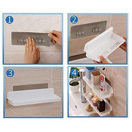 Xenoty Strong Self Adhesive Magic Sticker - Bathroom And Kitchen Hanging Racks Magic Sticker, Tissue And Towel Rack Hanging Adhesive Sticker - Only Sticker (Double Hook (16 X 7 Cm), 4.00)