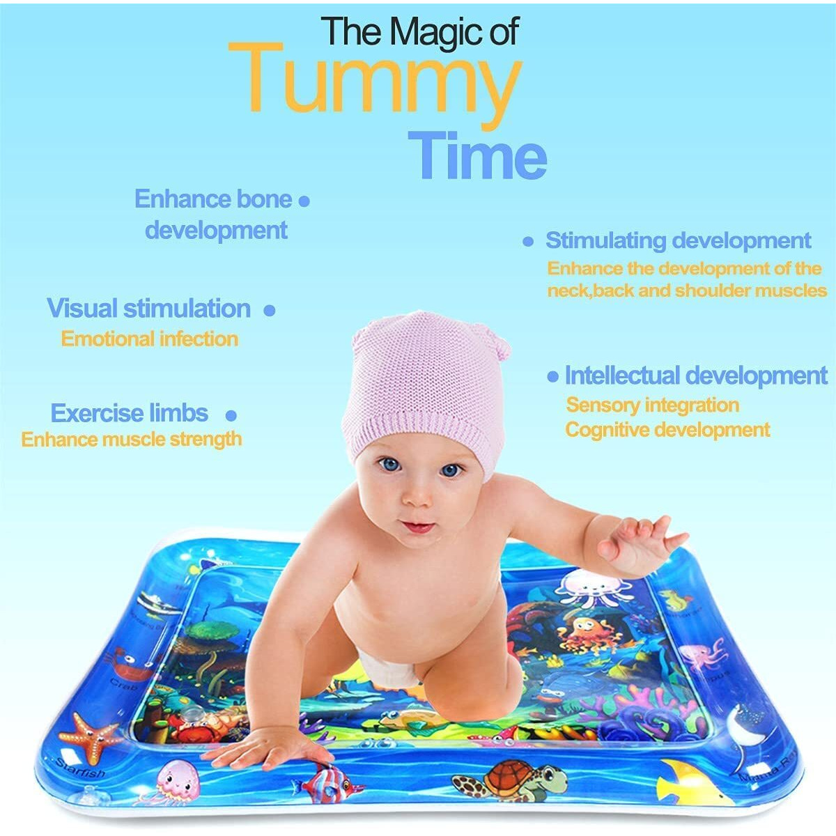 Episkey Baby Kids Water Play Mat Toys Inflatable Tummy Time Leak-Proof Water Play Mat, Fun Activity Play Center Indoor And Outdoor Water Play Mat For Baby (Water Play Mat), Multicolor