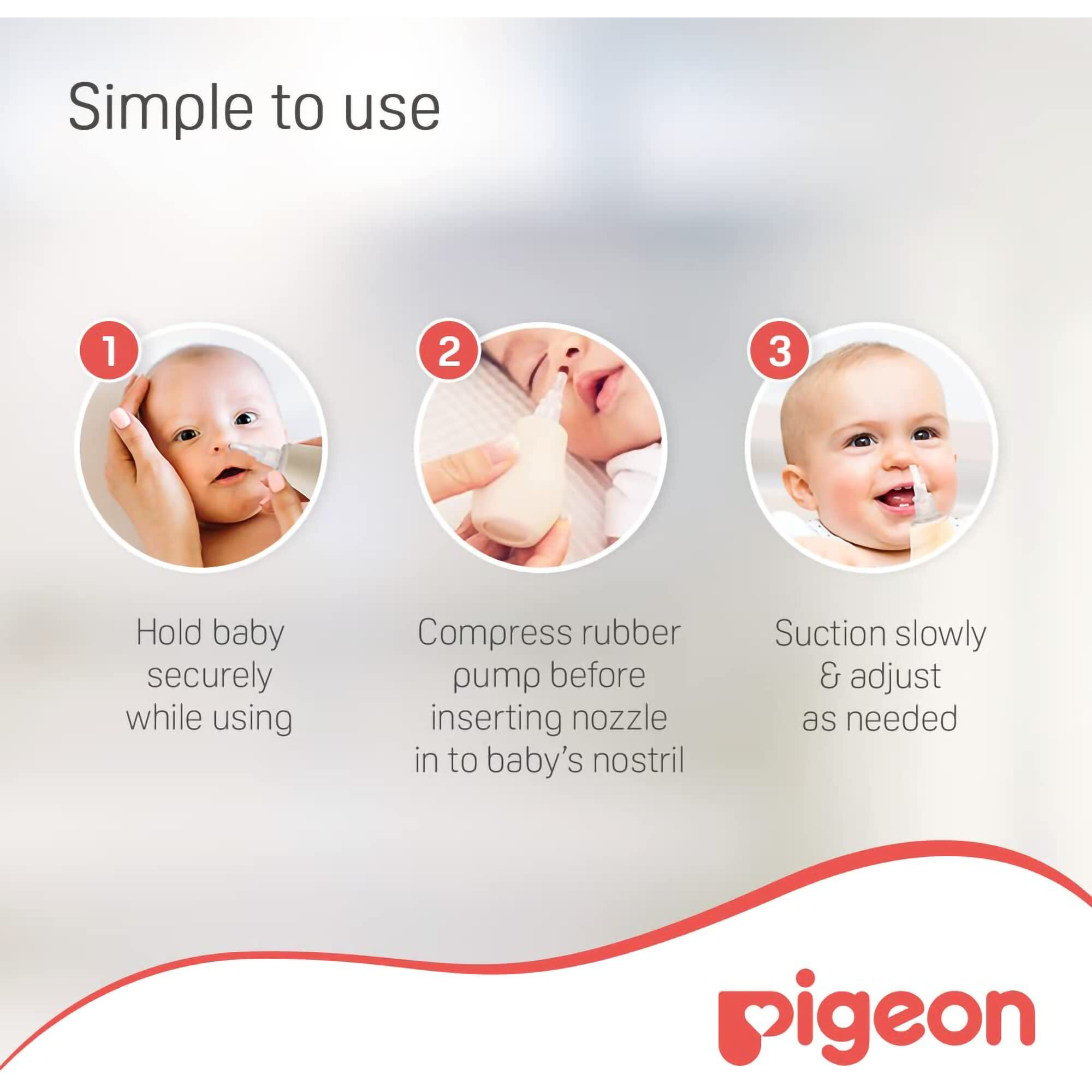 Pigeon Nose Cleaner Aspirador Nasal,For 0+ Month Babies,Bpa Free,Soft Silicone Nozzle,Squeezable Pump,Soft Safety Nozzle, White And Cream