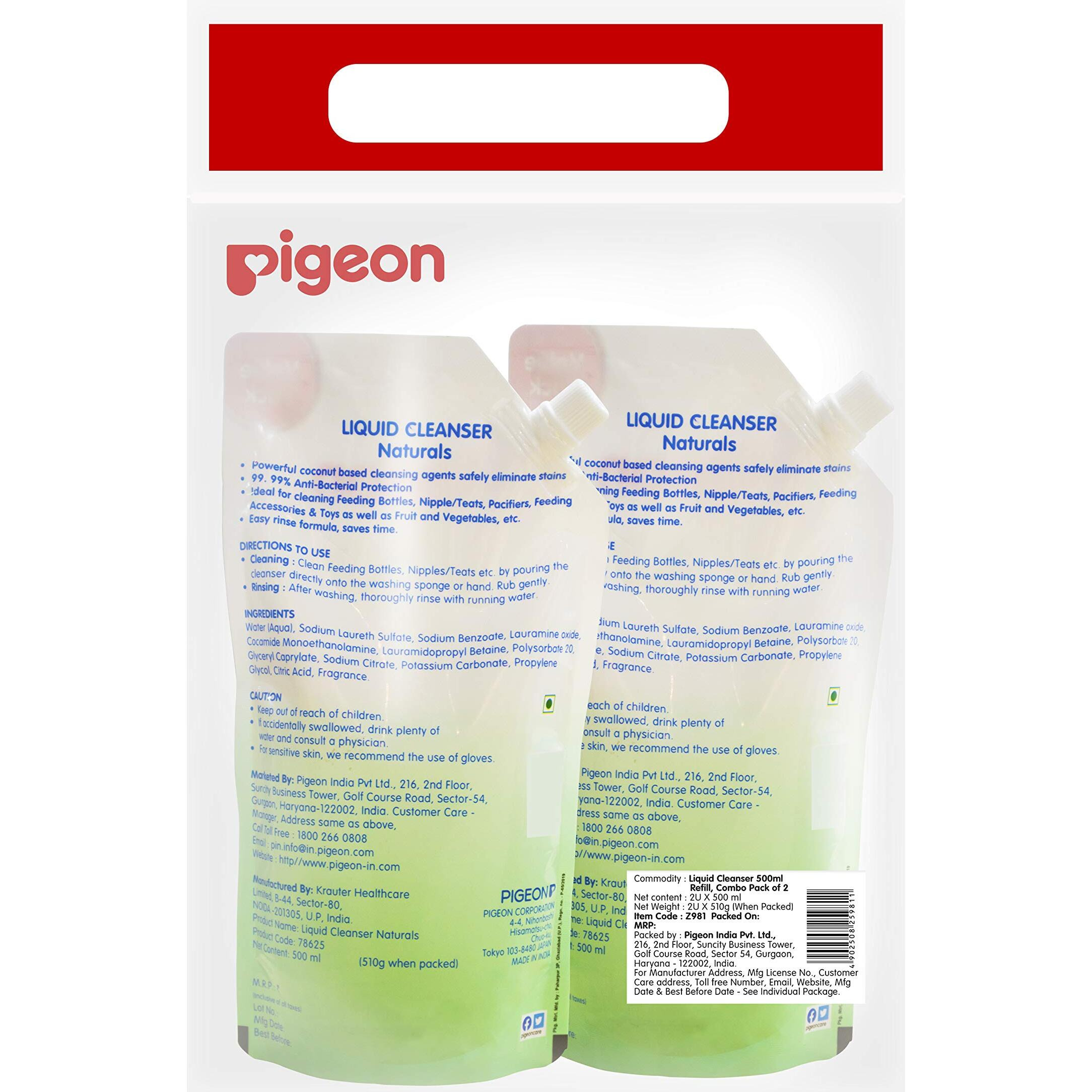 Pigeon Liquid Cleanser 500 Ml Refill Combo (Pack Of 2), Transparent (Z981)