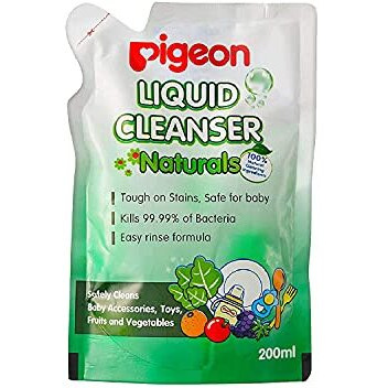 Pigeon Liquid Cleanser Naturals Refill ,Ph Friendly,No Added Color,No Added Alcohol,Natural Cleanser, For Baby Feeding Bottle,Bood Bowls,Feeding Accessories,Fruits And Vegetables,200 Ml