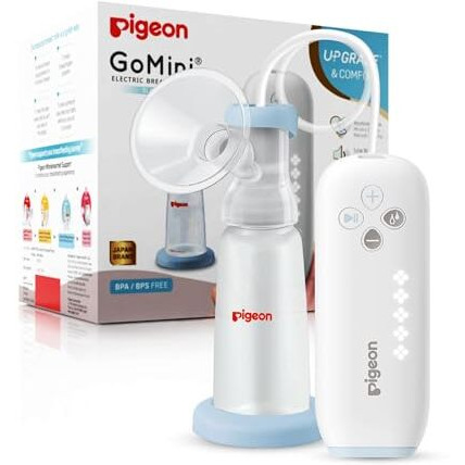 Pigeon Electric Breast Pump Gomini Plus Soft Adaptive Cushion One Size Fits All | Portable & Compact Usb Charging | 1 Stimulation 5 Expression Modes Gently Stimulates Milk Flow Easy To Clean, White