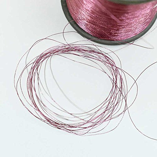 Embroiderymaterial Metallic Zari Thread For Embroidery, Sewing And Jewelry Making, Light Pink Color, 0.1Mm(Pack Of 2 Roll)