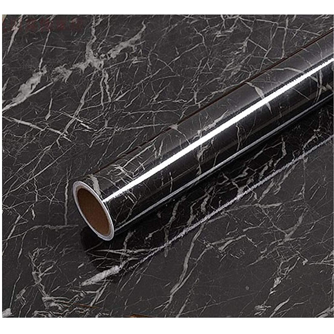 Sarvatray Black Water Proof Wall Paper, Pvc Wallpaper, Kitchen Top Sticker, Oil Proof, Heat Resistant (3M Black Fa)