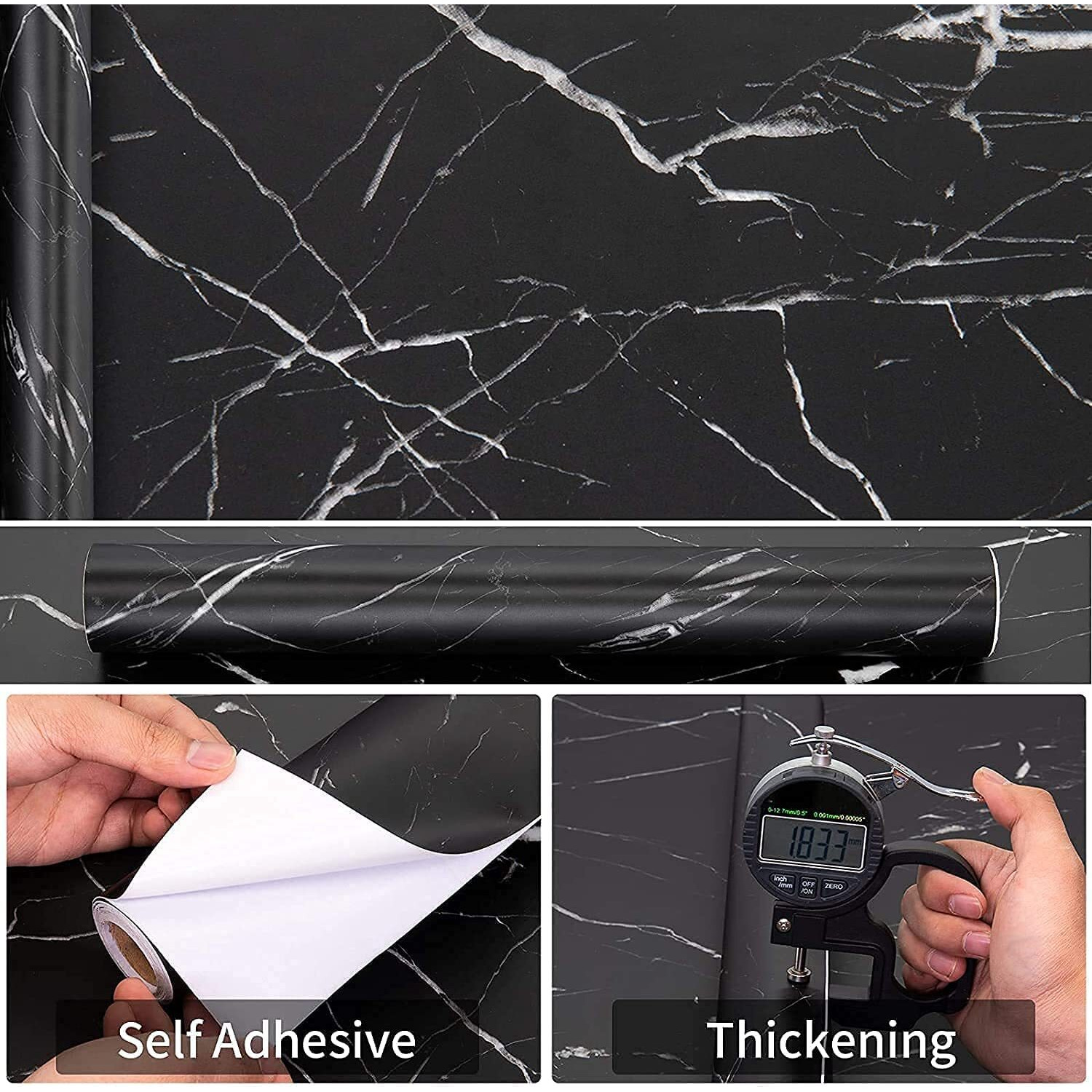 Sarvatray Black Water Proof Wall Paper, Pvc Wallpaper, Kitchen Top Sticker, Oil Proof, Heat Resistant (3M Black Fa)