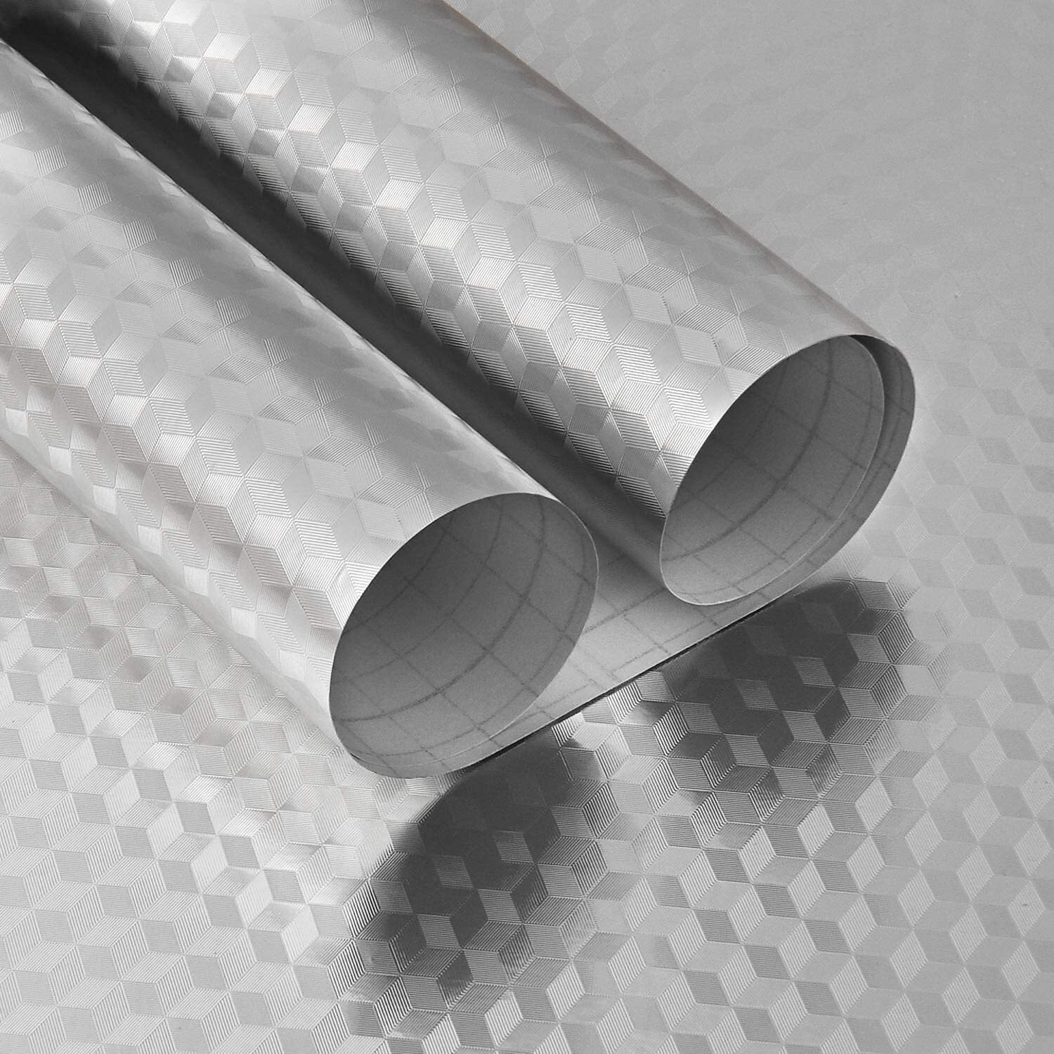 Om Akshar Heat Resistant Sticker, Self-Adhesive And Removable Vinyl Marble Paper For Kitchen, Wallpaper Pvc Bathroom Wall Stickers, Wallpaper For Fridge, Table Top, Wall, Floor, Home&Kitchen. (2 M Silver 3D Yoy)