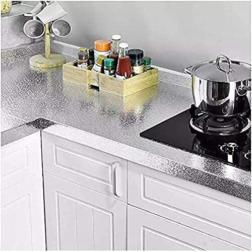 Om Akshar Self-Adhesive And Removable Vinyl Marble Paper For Kitchen, Wallpaper Pvc Bathroom Wall Stickers, Wallpaper For Fridge, Table Top, Wall, Floor, Home&Kitchen. (2 M Silver Curly Yo)