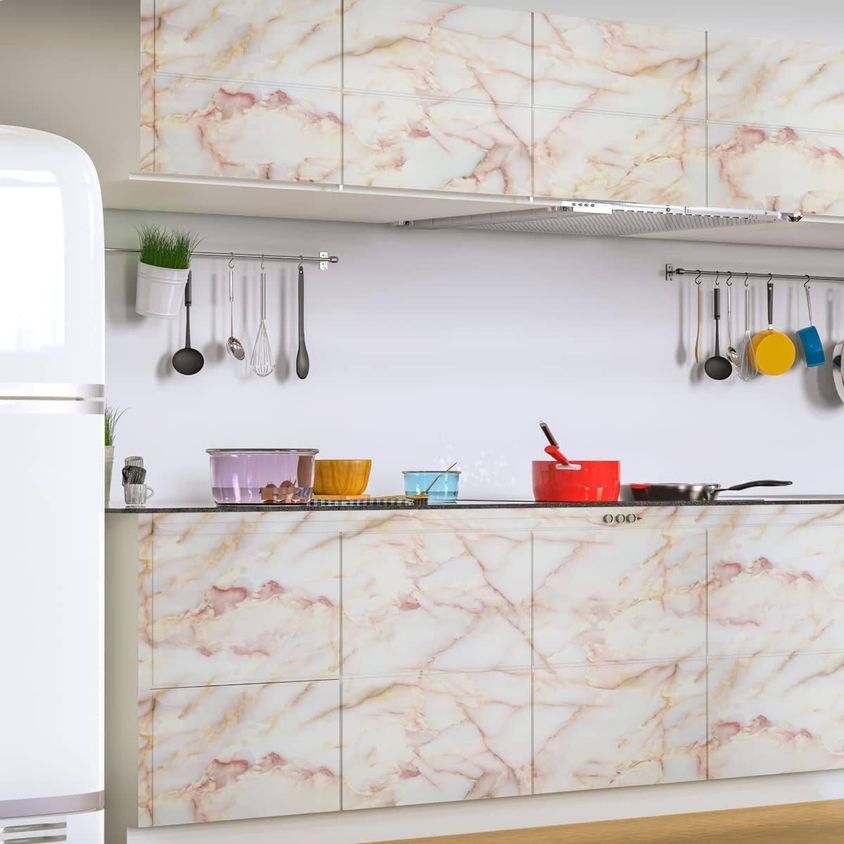 Om Akshar Self Adhesive Wallpaper Pvc Vinyl, Oil Proof Heat Resistant Wall Stickers For Kitchen, Vinyl Pvc Wallpaper For Kitchen For Furniture, Walls, Kitchen Etc. (2 M Saffron W1)