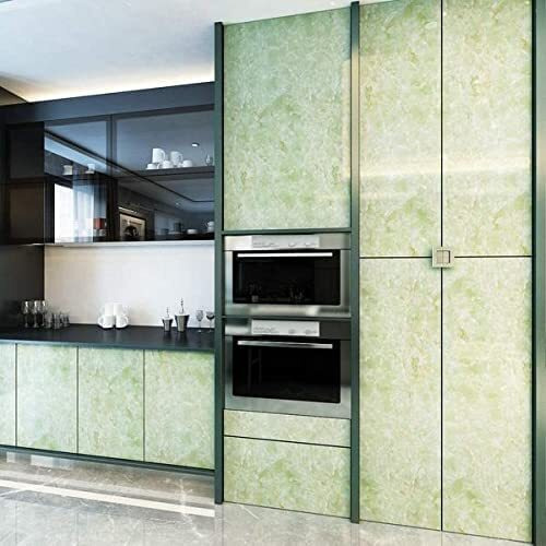 Om Akshar Self Adhesive Wallpaper Pvc Vinyl, Oil Proof Heat Resistant Wall Stickers For Kitchen, Vinyl Pvc Wallpaper For Kitchen For Furniture, Walls, Kitchen Etc. (5 M Green W1)