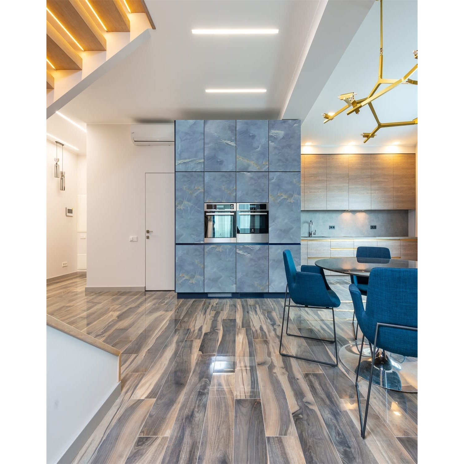 Sarvatray Vinyl Stickers For Kitchen, Pvc Wallpaper Sticker Kitchenm Wall Stickers Oil Proof Heat Resistant, Kitchen Platform Sticker, Self Adhesive Wallpaper For Kitchen (2 M Blue No1)