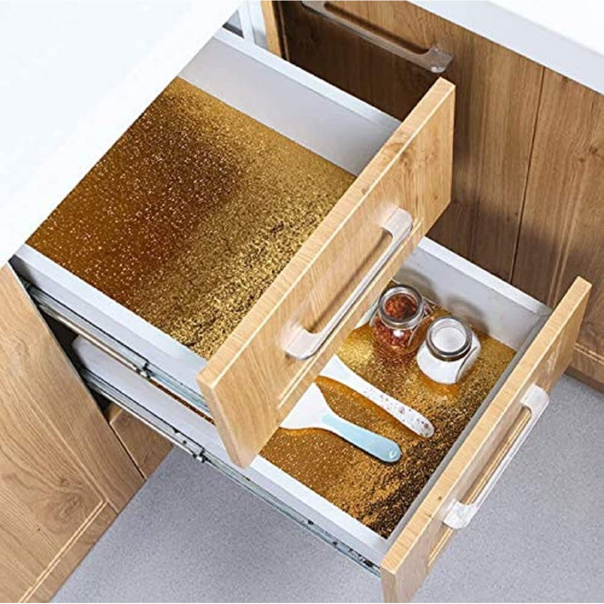 Sarvatray Gold Vinyl Stickers - Heat Resistant Wall Stickers, Self-Adhesive For Kitchen & Platforms (2 M Gold Curly No2)