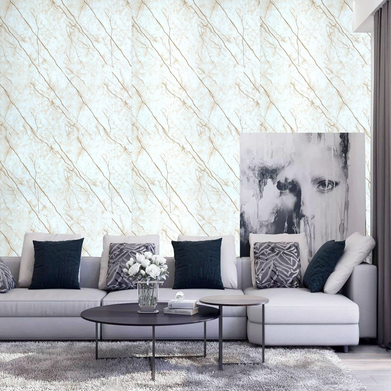Sarvatray Kitchen Self Stickers Sheet, Vinyl Stickers For Kitchen, Pvc Wallpaper Sticker Kitchenm Wall Stickers Oil Proof Heat Resistant, Kitchen Platform Sticker, Self Adhesive Wallpaper For Kitchen (5 M Cream No1)