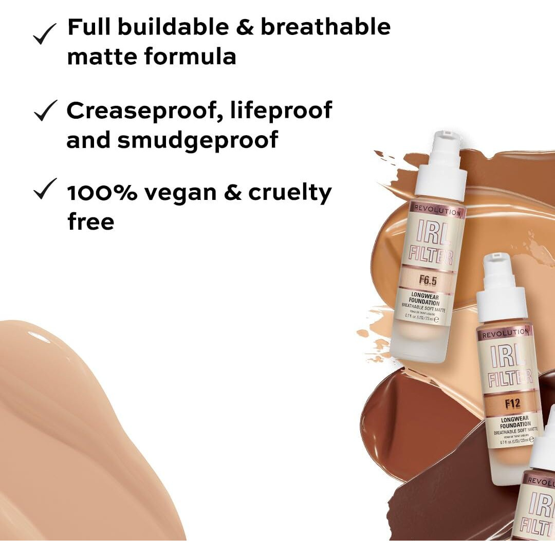 Makeup Revolution Irl Filter Longwear Foundation F8.2 Colorstay Face Makeup For Combination & Oily Skin, Spf 15, Longwear Medium-Full Coverage With Matte Look