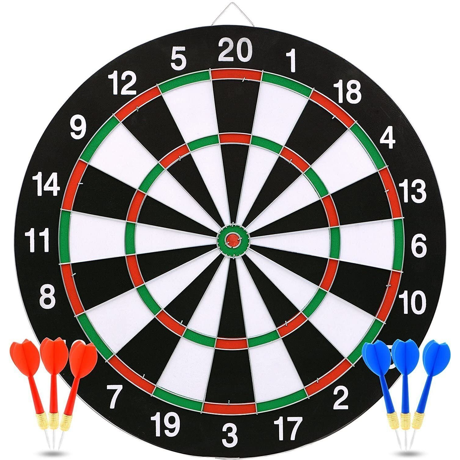 Skyfun (Label) Double Sided Professional Dart Boards For Adults And Kids, Man Cave Stuff Outdoor Game With 6 Steel Tip Darts, Indoor Leisure Sport In Office, Family (Cardboard)