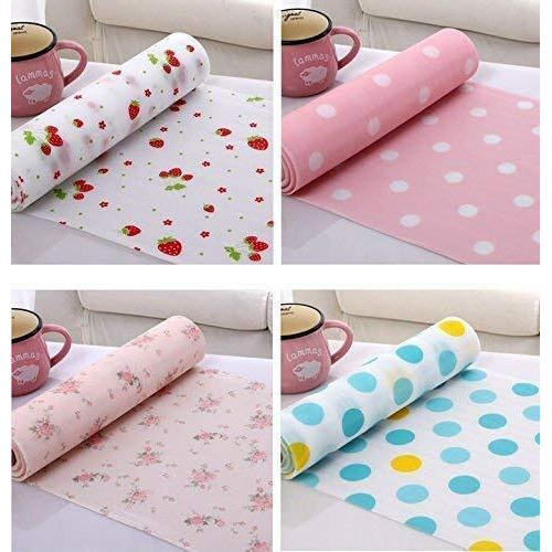 Criyale Rolls Printing Antibacterial Cabinet Plastic Foam Household Wardrobe Moisture Table Drawer Mat Waterproof Place Mat Non-Slip Paper Kitchen Cupboard Liners Roll Mat (Multicolor) (Pack Of 2)