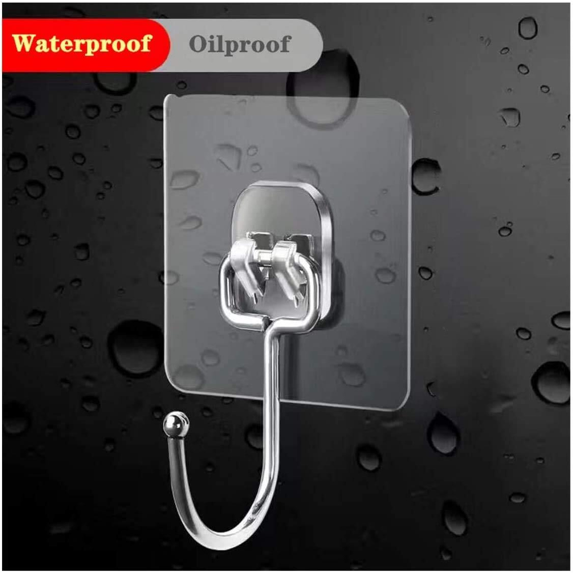 K.K. Villa Hook For Wall Self Adhesive Hooks, Stainless Steel + Abs Adhesive Wall Hanger For Kitchen Bathroom Office Closet - Waterproof,Oilproof No Drill-No Glue Needed (Single Hook, 5)