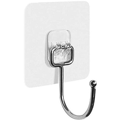 K.K. Villa Hook For Wall Self Adhesive Hooks, Stainless Steel + Abs Adhesive Wall Hanger For Kitchen Bathroom Office Closet - Waterproof,Oilproof No Drill-No Glue Needed (Single Hook, 8)