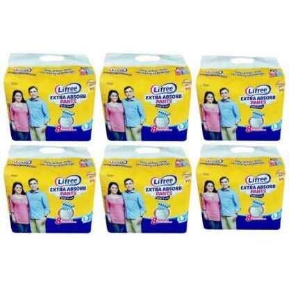 Lifree Adult Diaper -Large Set Of 6 Packs (10 Pcs Each) Waist Size 30-39 Inches - Unisex