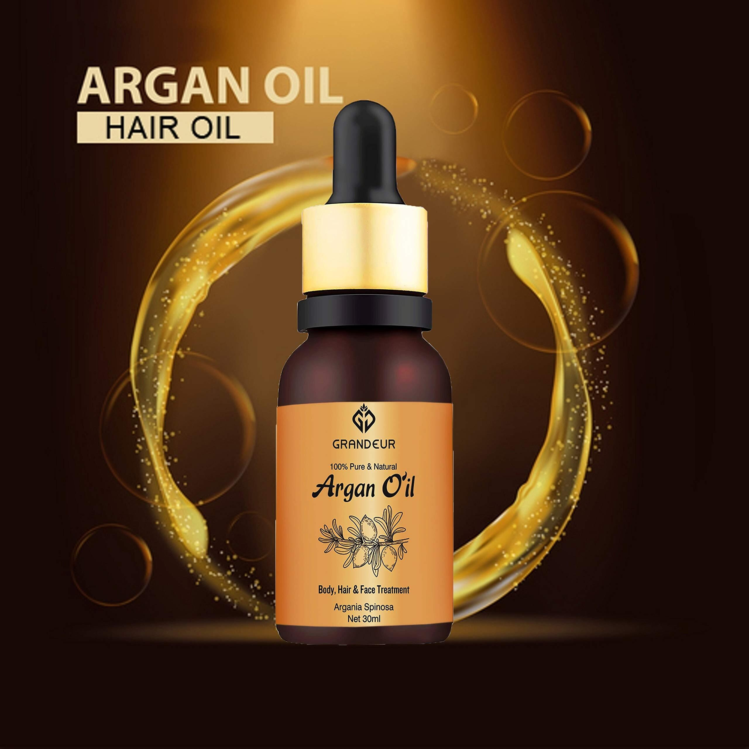 Grandeur 100% Pure And Natural Moroccan Argan Oil 30Ml, For Dry And Coarse Hair & Skin Care- 30Ml | Hair Fall Control | Hair Growth|