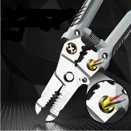 Wire Stripper And Crimping Tool For Electrician, Multifunction Stainless Steel Wire Puller Plier, 6 In 1 Cable Looping, Splitting, Cutting Pliers Electrical Stripping Tool (6 In 1 Wire Stripper)