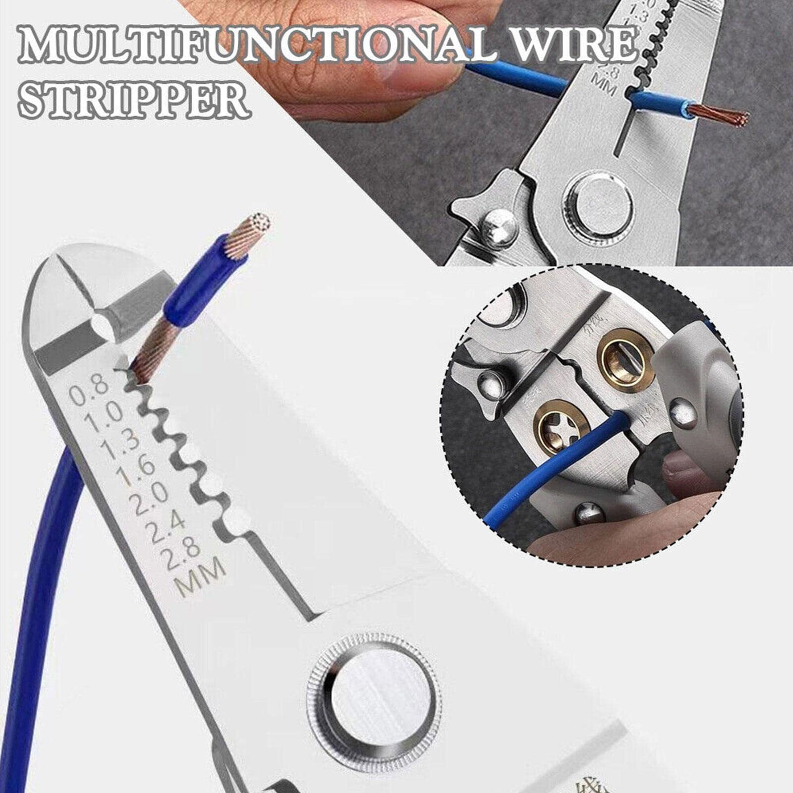 Wire Stripper And Crimping Tool For Electrician, Multifunction Stainless Steel Wire Puller Plier, 6 In 1 Cable Looping, Splitting, Cutting Pliers Electrical Stripping Tool (6 In 1 Wire Stripper)