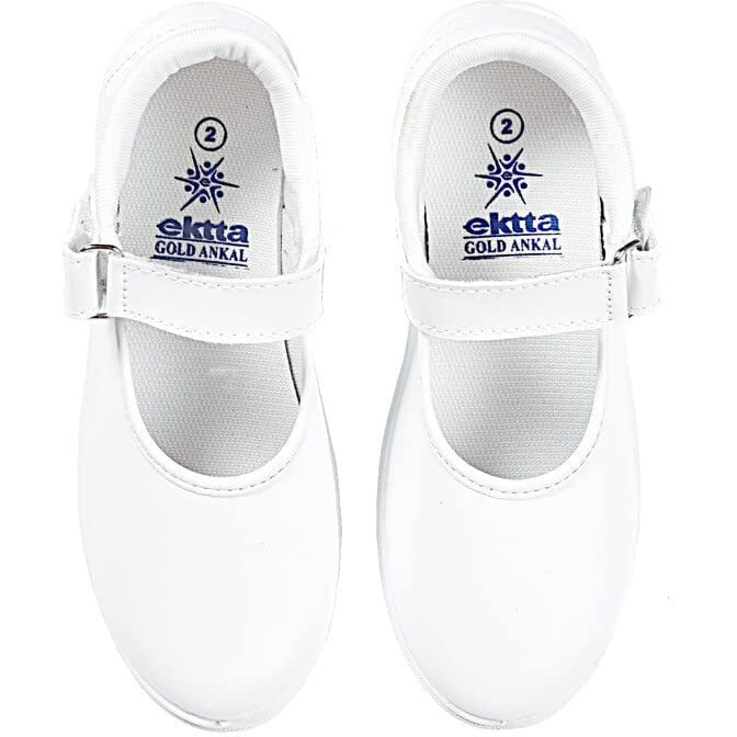 Ektta Girl's White School Shoes_9 Sml