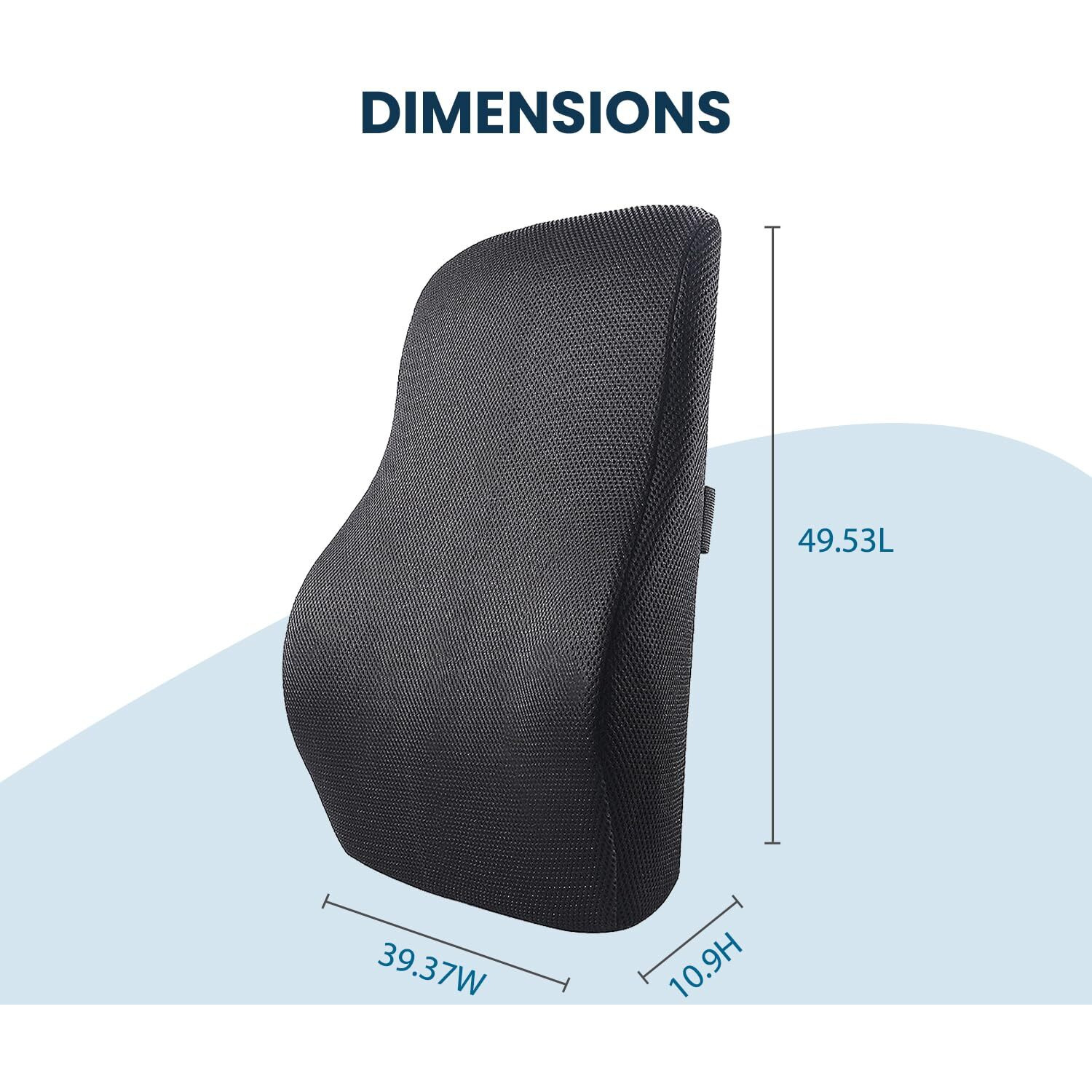 Sleepsia Lumbar Support Memory Foam Orthopedic Back Cushion  Back Rest Cushion For Car, Chair And Office Chair (17.5" L 15.5" W  5.5" H) Black