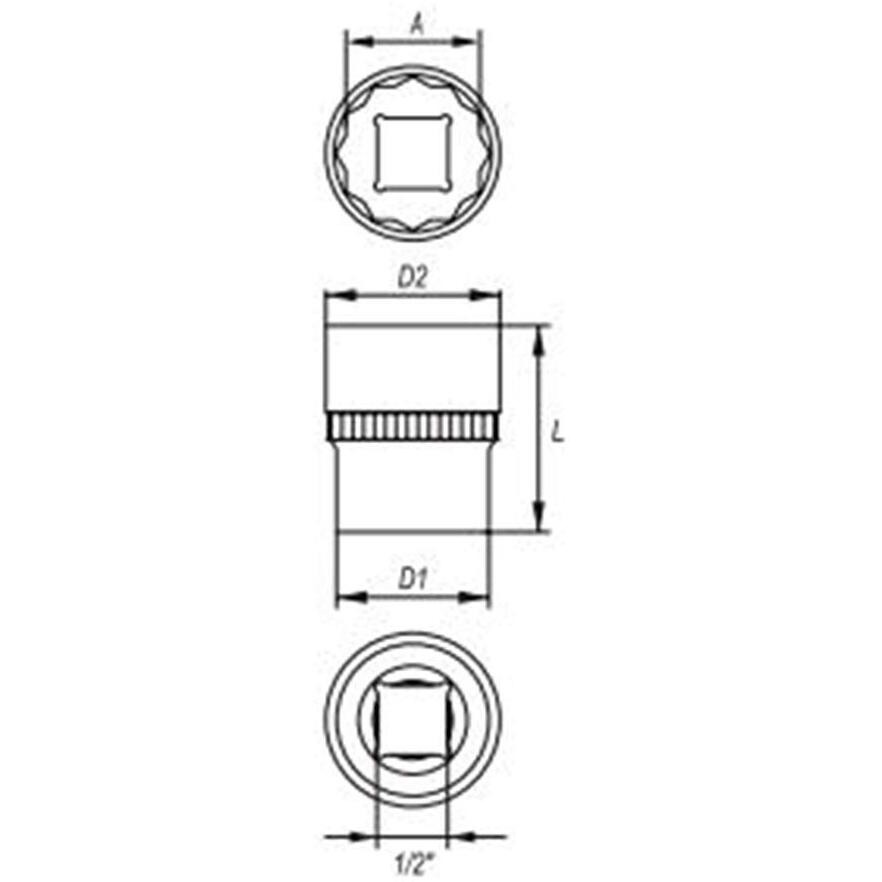 Yato Chromium Satin Plated Steel Yt-12948 Bi-Hexagonal Deep Socket For 1/2 Inch Socket Wrench Set Crv Socket Tool Box For Home And Mechanical/Industrial Tool (30 Mm And Length 76 Mm, Steel)