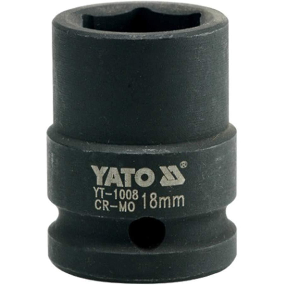 Yato Yt-1008 Impact Socket 1/2Inch X18Mm|Impact Socket Wrench Adaptor|Power Tools|Home Tools|Industrial Tools|Mechanical Tools|Automotive|Crmoscm-440|Crv50Bv30|Black Phosphated|Cold Forged|Socket Set