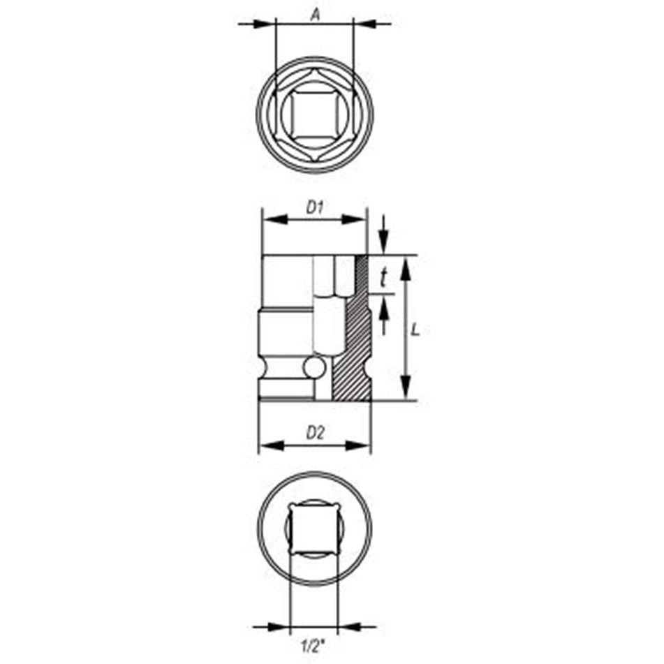 Yato Yt-1008 Impact Socket 1/2Inch X18Mm|Impact Socket Wrench Adaptor|Power Tools|Home Tools|Industrial Tools|Mechanical Tools|Automotive|Crmoscm-440|Crv50Bv30|Black Phosphated|Cold Forged|Socket Set