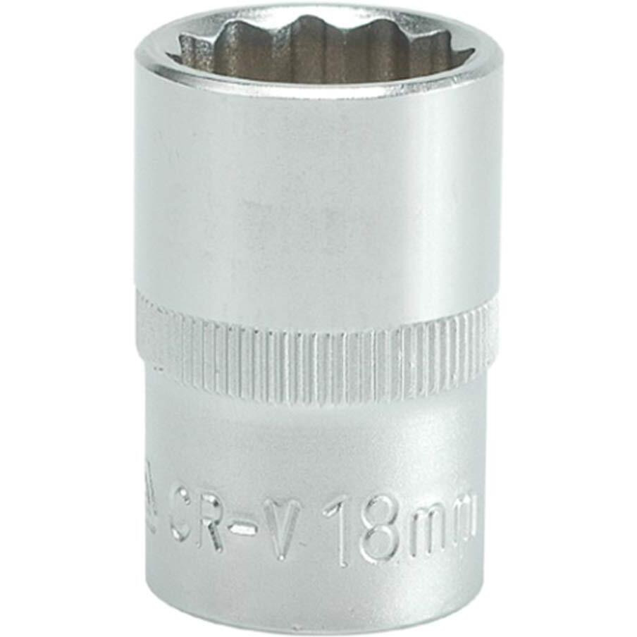 Yato Yt-1281 Bihexagonal Socket Of Size 19Mm & Length 38Mm Suitable For 1/2 Inch Drive Socket Wrench Set |Din3121 Crv Chromium Satin Plated Steel|Socket Tool Box|Use Mechanical Tools|Industrial Tool
