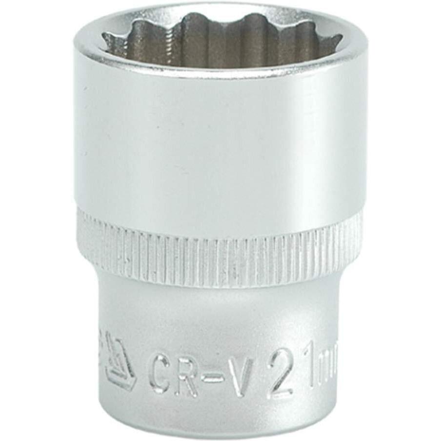 Yato Yt-1283 Bihexagonal Socket Of Size 21Mm & Length 38Mm Suitable For 1/2 Inch Drive Socket Wrench Set |Din3121 Crv Chromium Satin Plated Steel|Socket Tool Box|Use Mechanical Tools|Industrial Tool