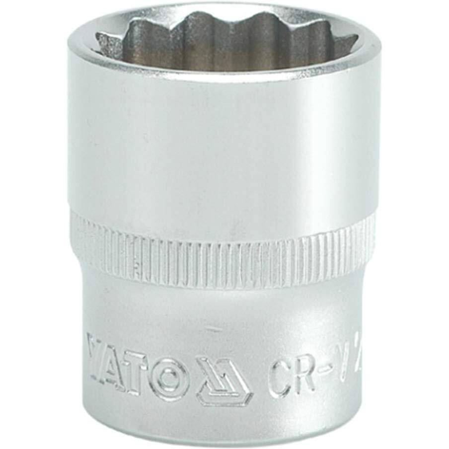 Yato Yt-1285 Bihexagonal Socket Of Size 23Mm & Length 38Mm Suitable For 1/2 Inch Drive Socket Wrench Set |Din3121 Crv Chromium Satin Plated Steel|Socket Tool Box|Use Mechanical Tools|Industrial Tool