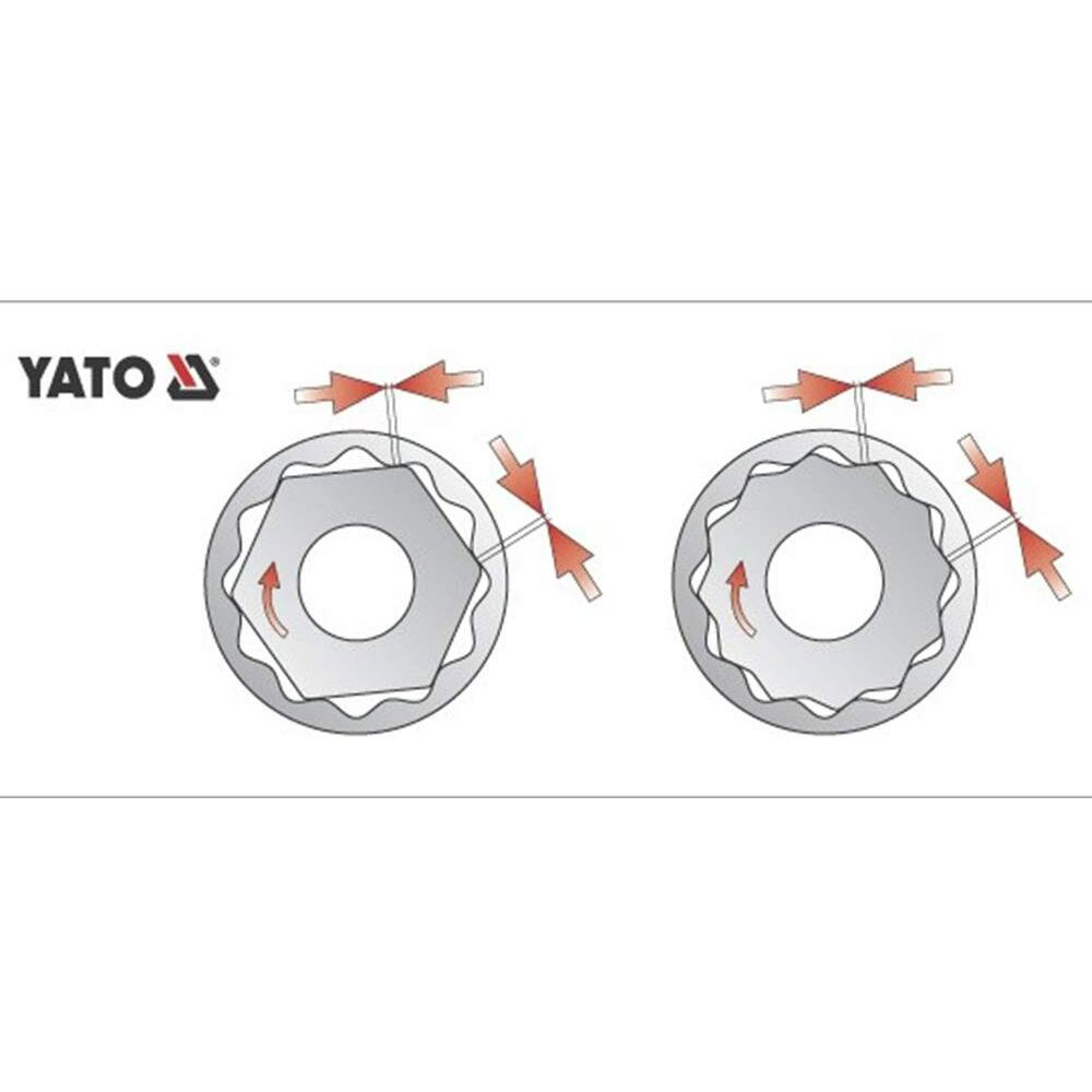Yato Yt-1285 Bihexagonal Socket Of Size 23Mm & Length 38Mm Suitable For 1/2 Inch Drive Socket Wrench Set |Din3121 Crv Chromium Satin Plated Steel|Socket Tool Box|Use Mechanical Tools|Industrial Tool