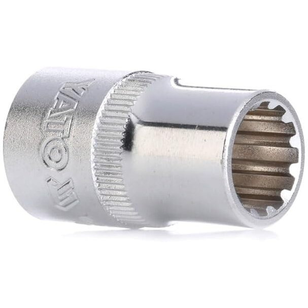 Yato Yt-1465 Spline Socket Of Size 13Mm & Length 38Mm Suitable For1/2 Inchsocket Wrench Set |Crv Chromium Mirror Plated Steel|Socket Tool Box|Used As Home & Mechanical Tools|Industrial/Car Tool