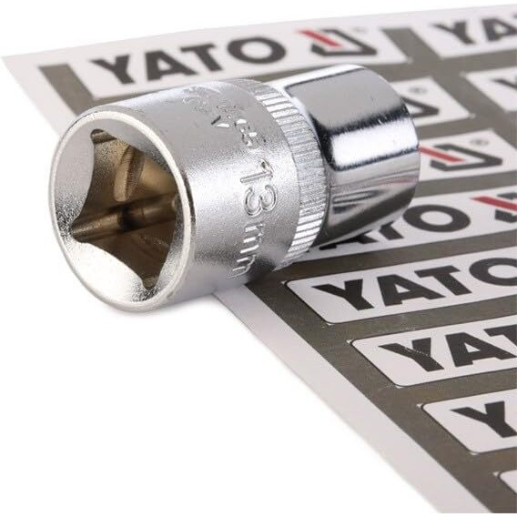 Yato Yt-1465 Spline Socket Of Size 13Mm & Length 38Mm Suitable For1/2 Inchsocket Wrench Set |Crv Chromium Mirror Plated Steel|Socket Tool Box|Used As Home & Mechanical Tools|Industrial/Car Tool