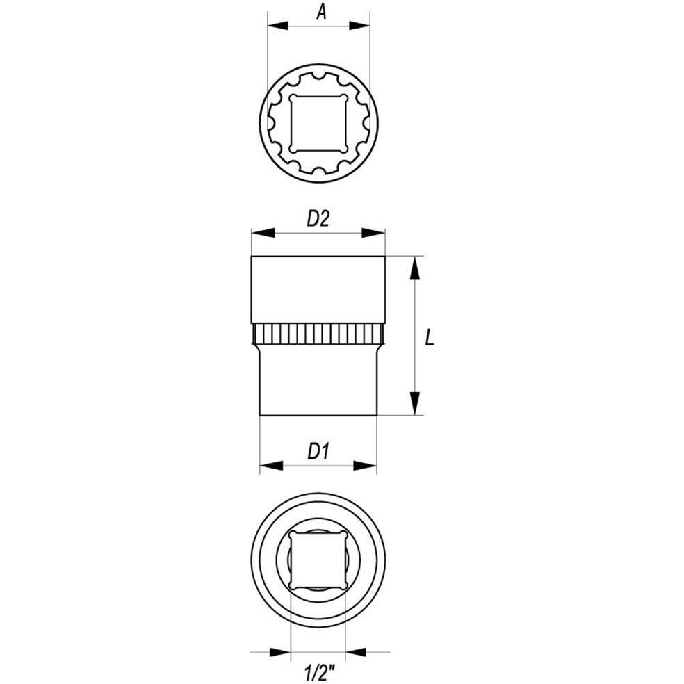 Yato Yt-1480 Spline Socket Of Size 30Mm & Length 42Mm Suitable For1/2 Inchsocket Wrench Set |Crv Chromium Mirror Plated Steel|Socket Tool Box|Used As Home & Mechanical Tools|Industrial/Car Tool