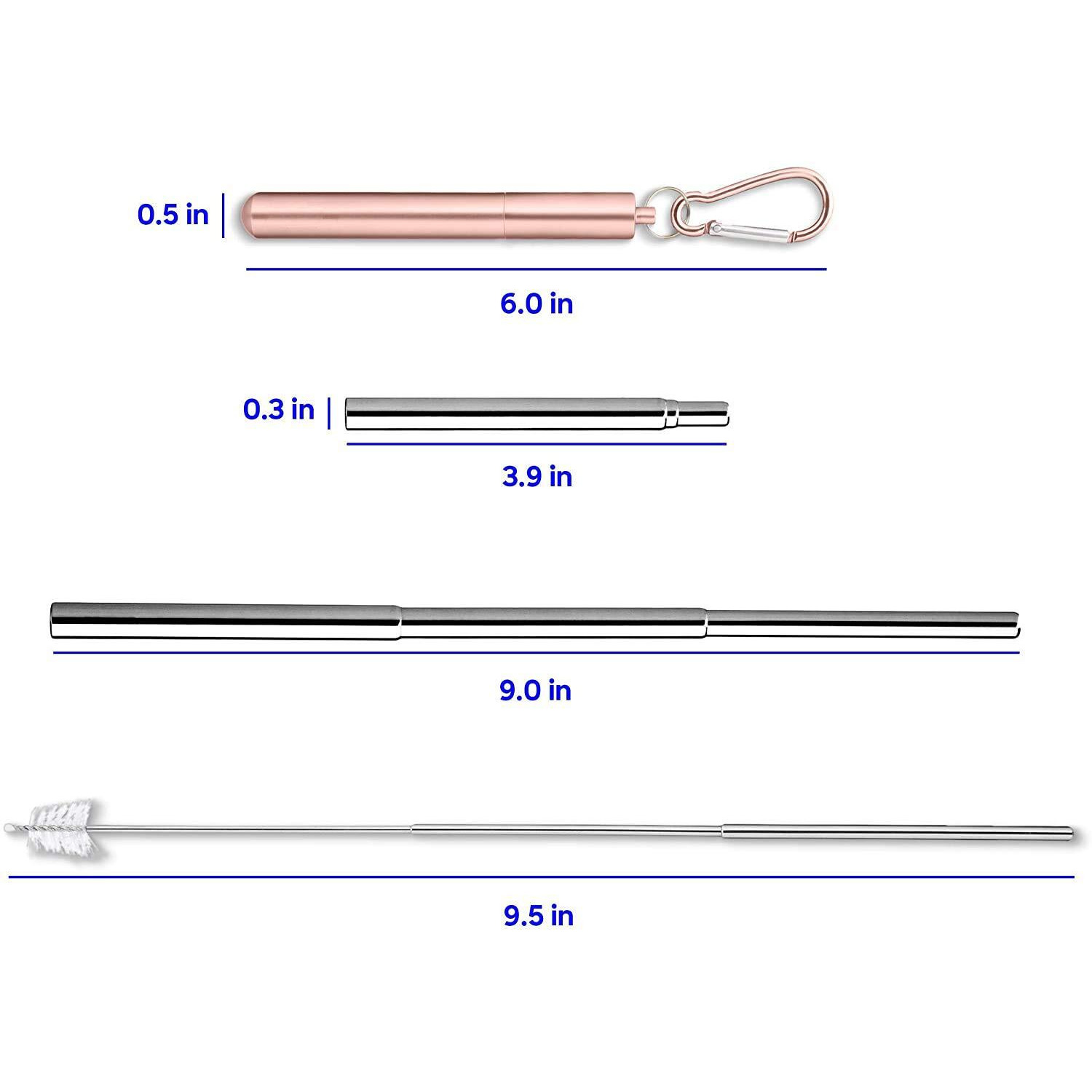 Anab Gi Portable Reusable Drinking Straws With Case| Collapsible And Foldable Telescopic Stainless Steel Straw Dispenser, Long Cleaning Brush, Easy To Clean