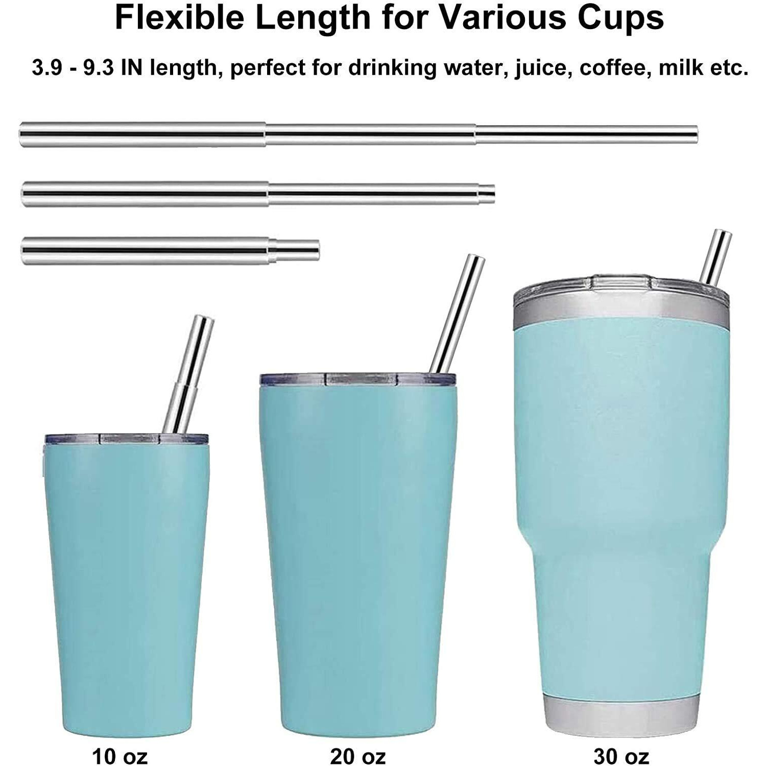 Anab Gi Portable Reusable Drinking Straws With Case| Collapsible And Foldable Telescopic Stainless Steel Straw Dispenser, Long Cleaning Brush, Easy To Clean