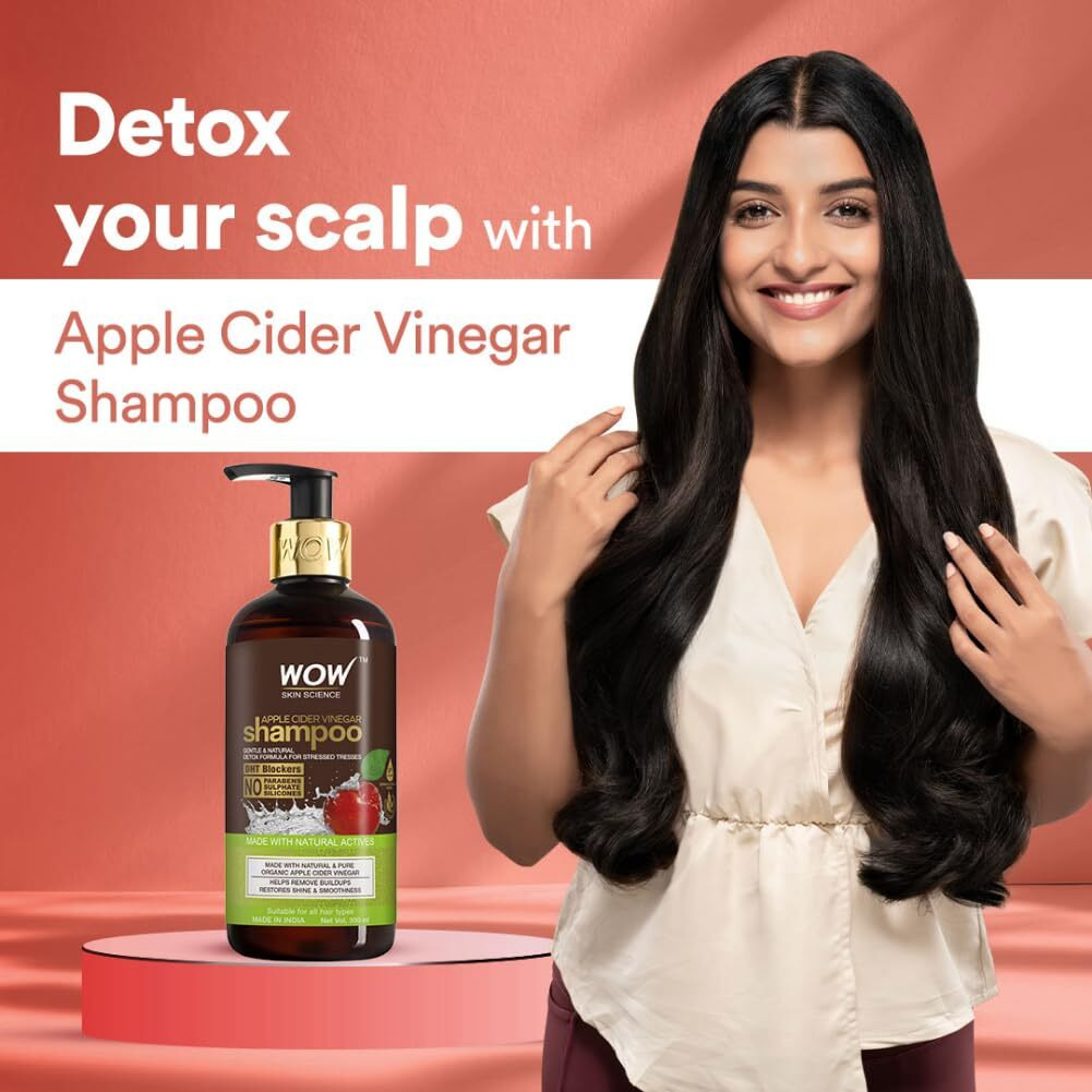 Wow Skin Science Apple Cider Vinegar Shampoo With Dht Blockers | Gentle & Natural Detox Formula That Helps Remove Buildup | For Men & Women 300Ml
