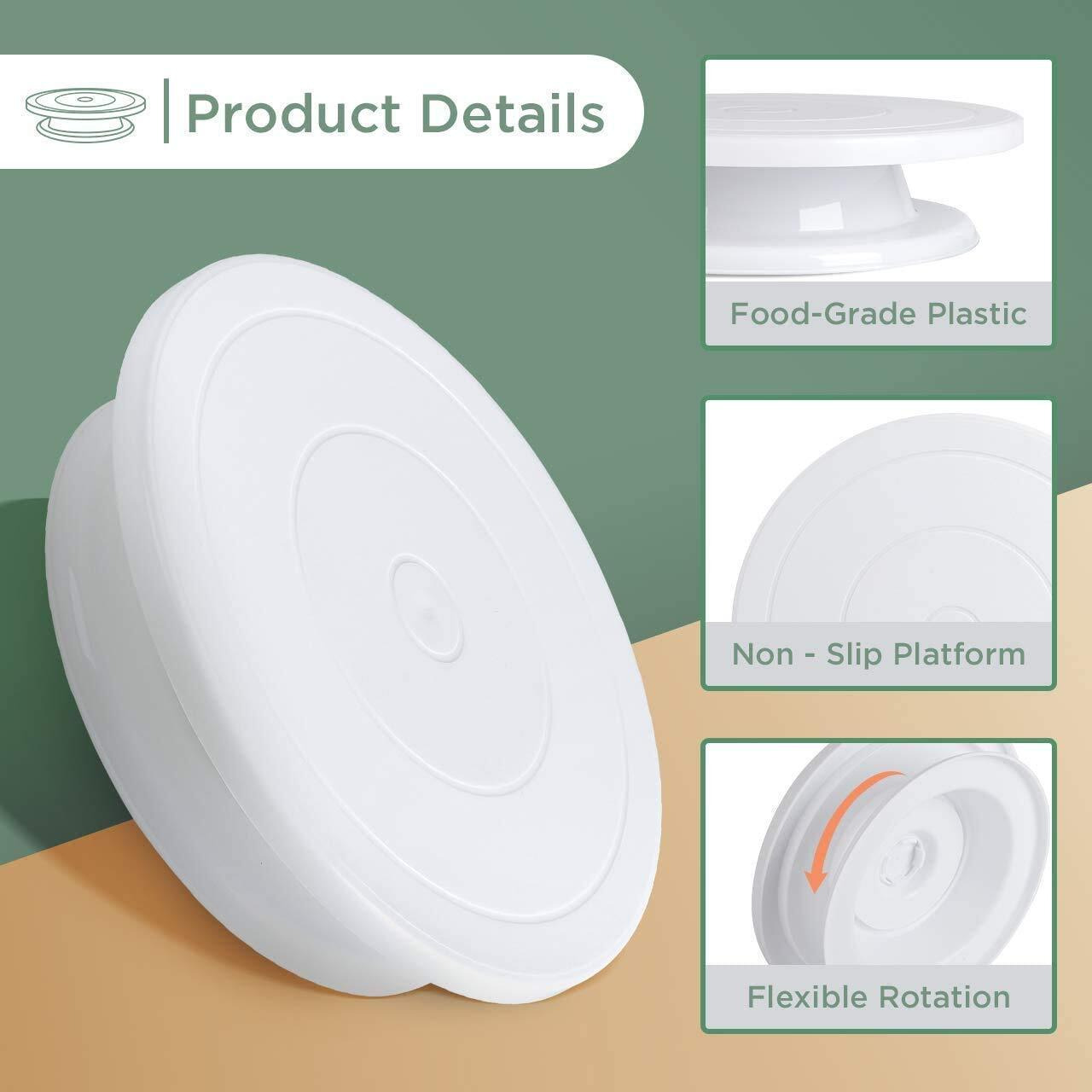 Leawall Cake Stand | Cake Tools Round Easy Rotate Turntable Revolving, Plastic