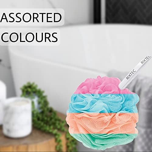 Rixtec Premium Bathing Round Loofah For Men And Women (Multi Colour) (Pack Of 4)