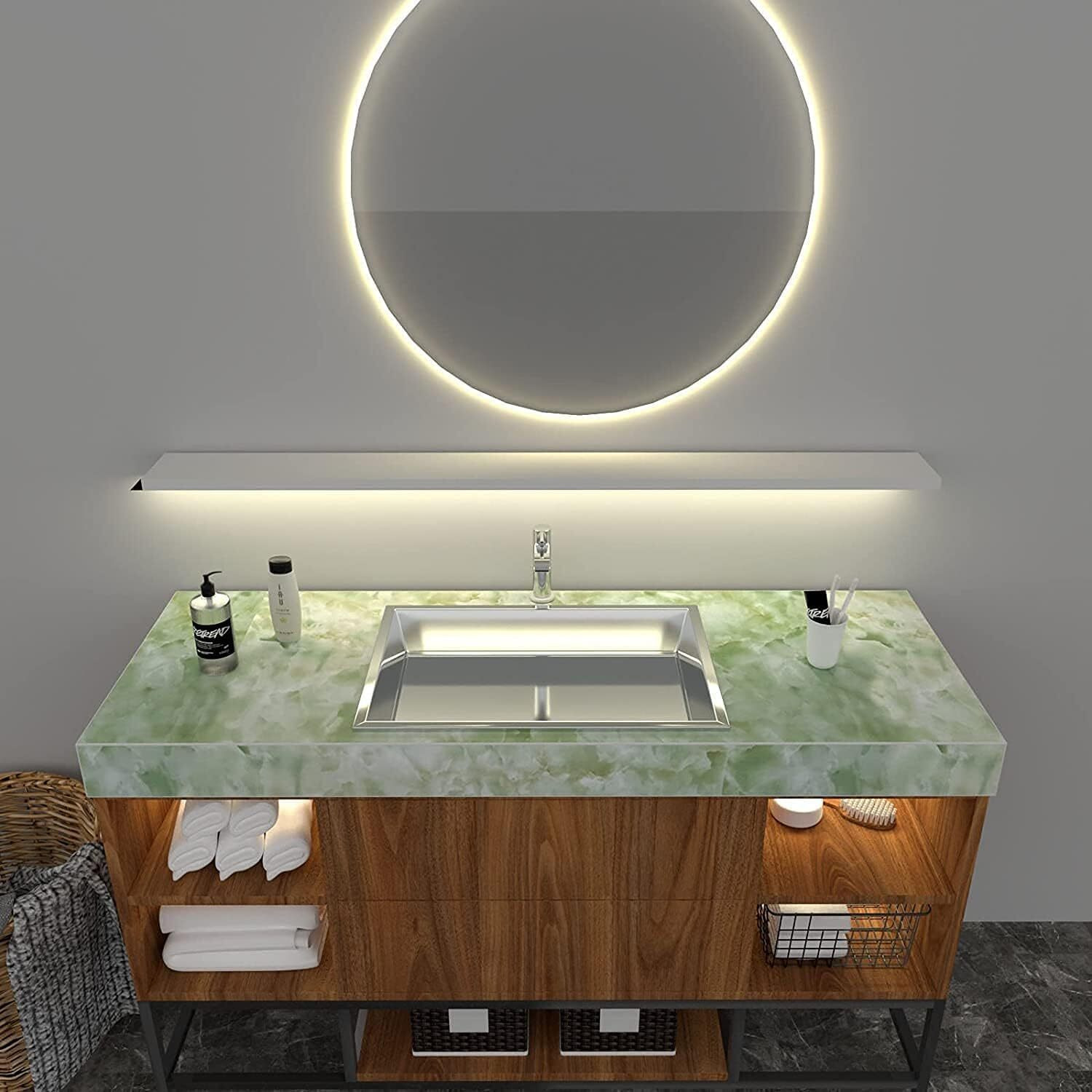 Soflin 60Cm X 200Cm Kitchen Oil Proof Foil Stickers,Kitchen Backsplash Wallpaper,Self-Adhesive Wall Sticker Waterproof Anti Mode And Heat Resistant Drawer (1, Green Marble Foil)