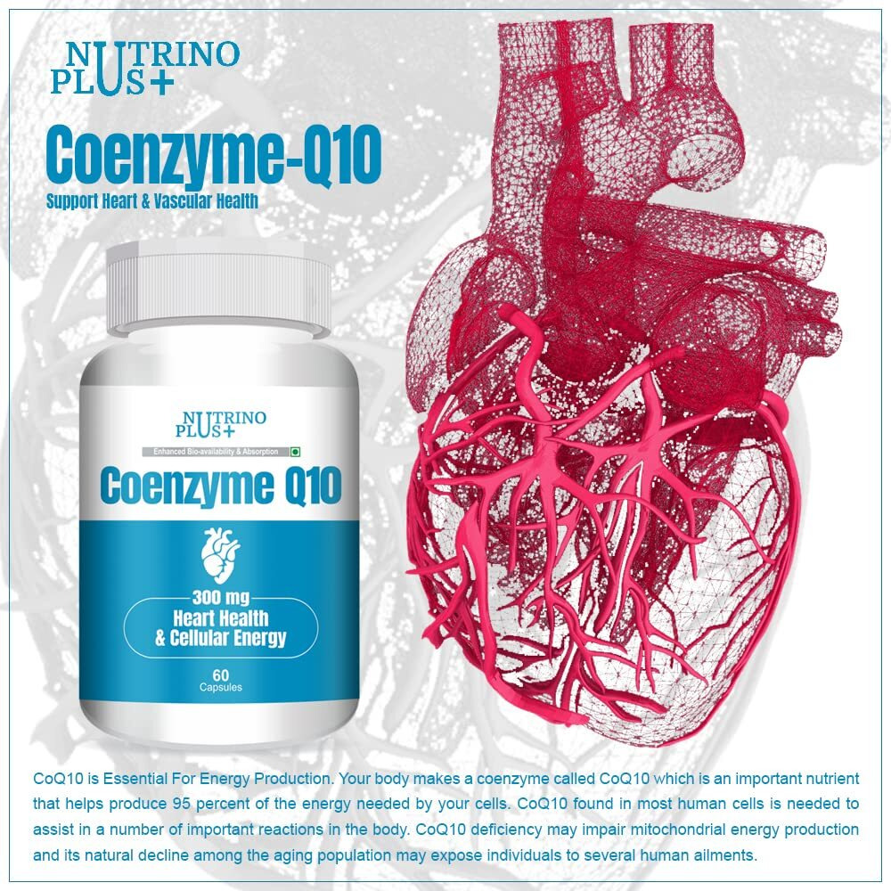 Nutrinoplus Coenzyme Q-10 Rich In Antioxidant, Promotes Heart Health & Boosts Energy 300Mg 60-Capsules